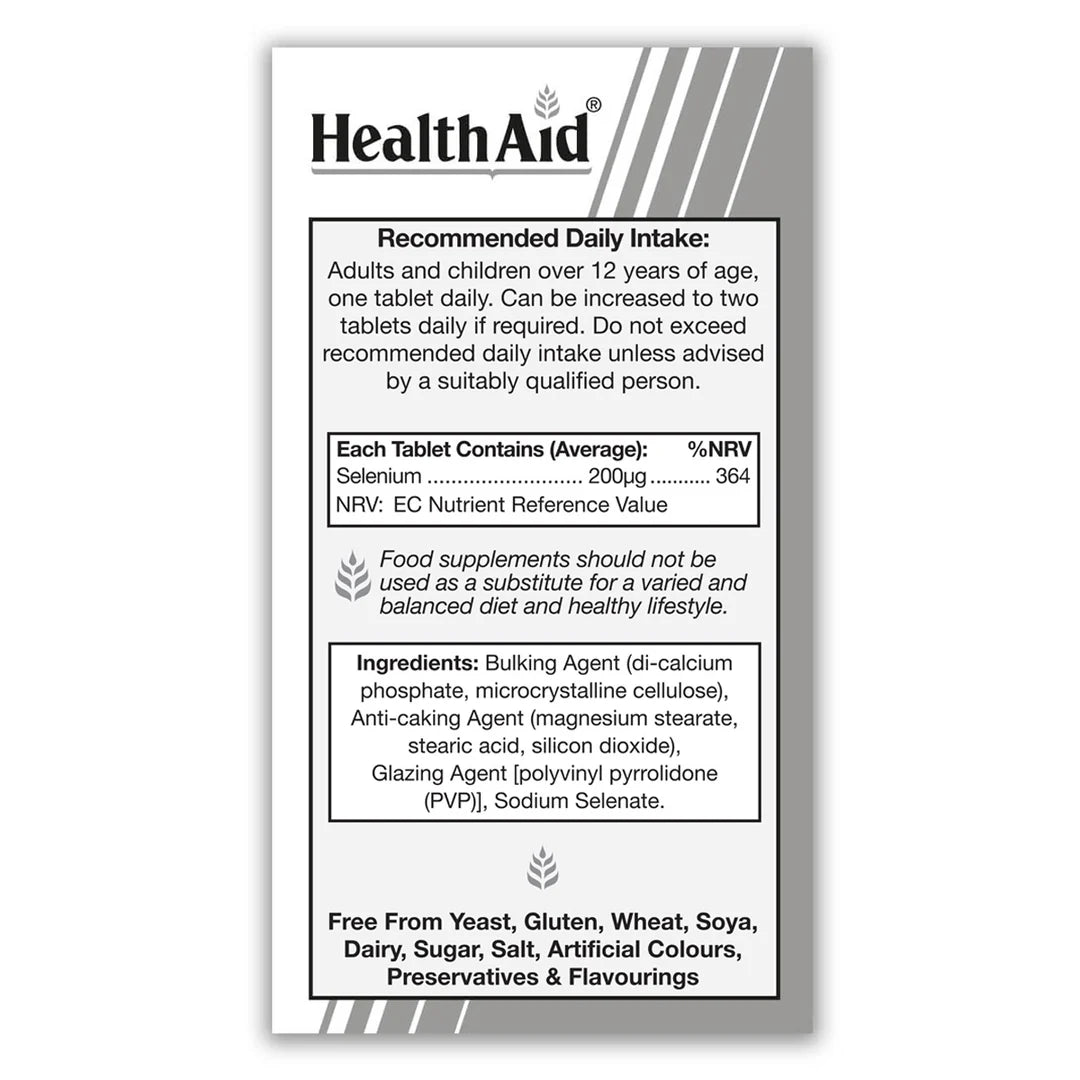 Health Aid Selenium 200µg Prolonged Release 200 µg, 60 Tablets | Prolonged-Release Selenium as Sodium Selenate – product photo