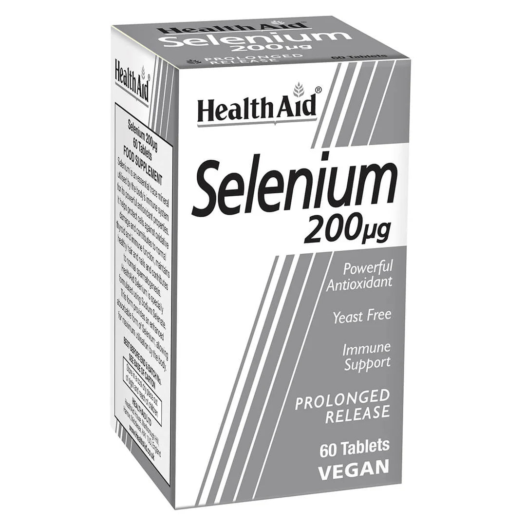 Health Aid Selenium 200µg Prolonged Release 200 µg, 60 Tablets | Prolonged-Release Selenium as Sodium Selenate