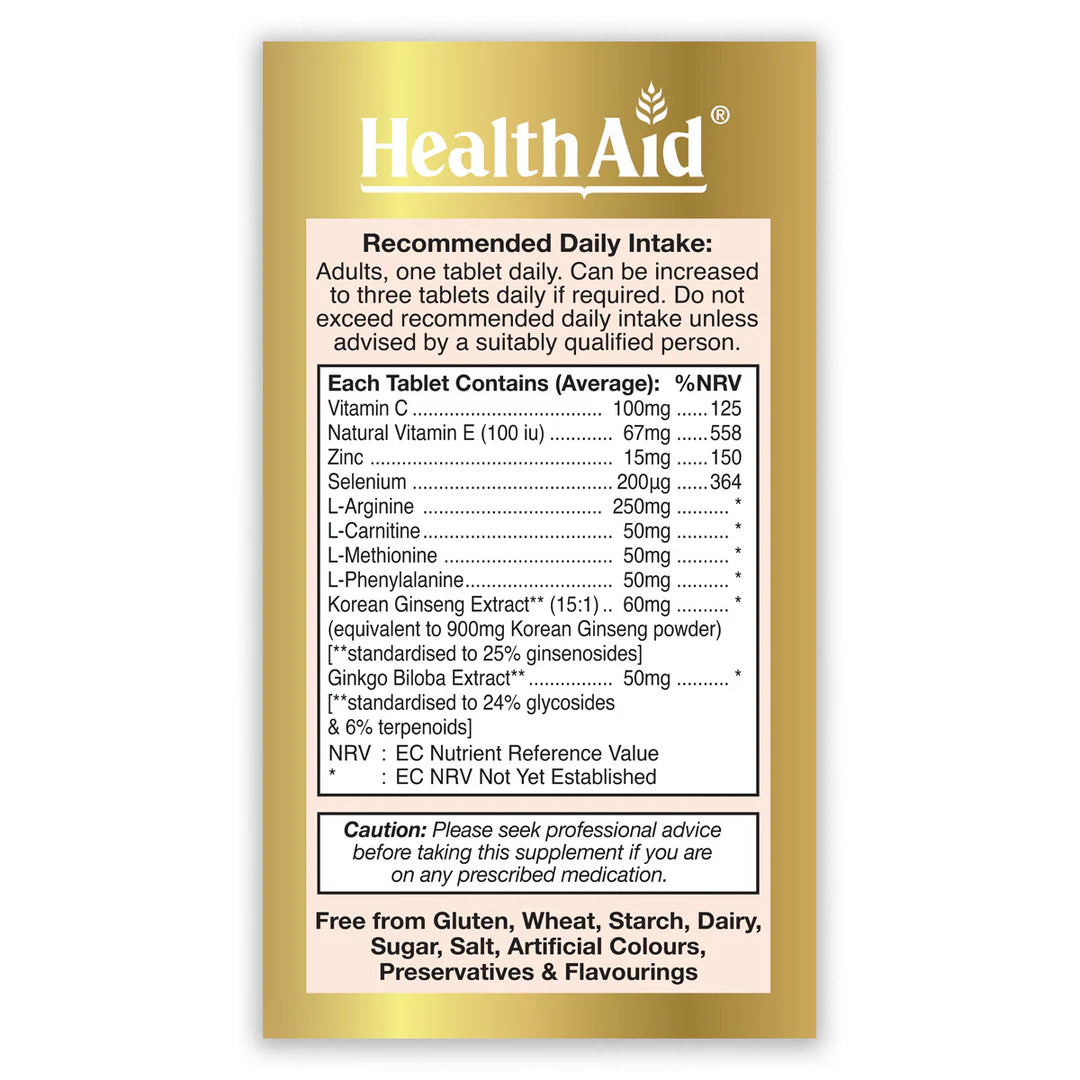 Health Aid Sexovit Forte, 30 Tablets | Zinc, Selenium, Ginseng & Amino Acids Formula – product photo