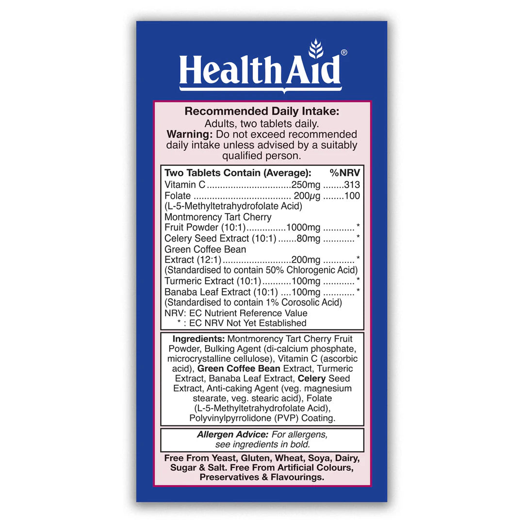 Health Aid Uriprinol, 60 Tablets | Montmorency Cherry, Turmeric & Celery Seed Complex – product photo