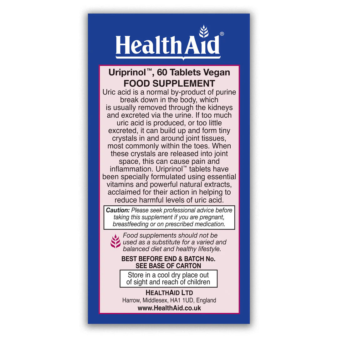 Health Aid Uriprinol, 60 Tablets | Montmorency Cherry, Turmeric & Celery Seed Complex – product photo