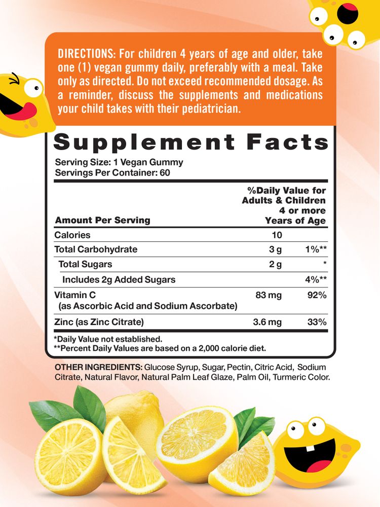 Kids Vitamin C + Zinc (Delicious Lemon - Licious)