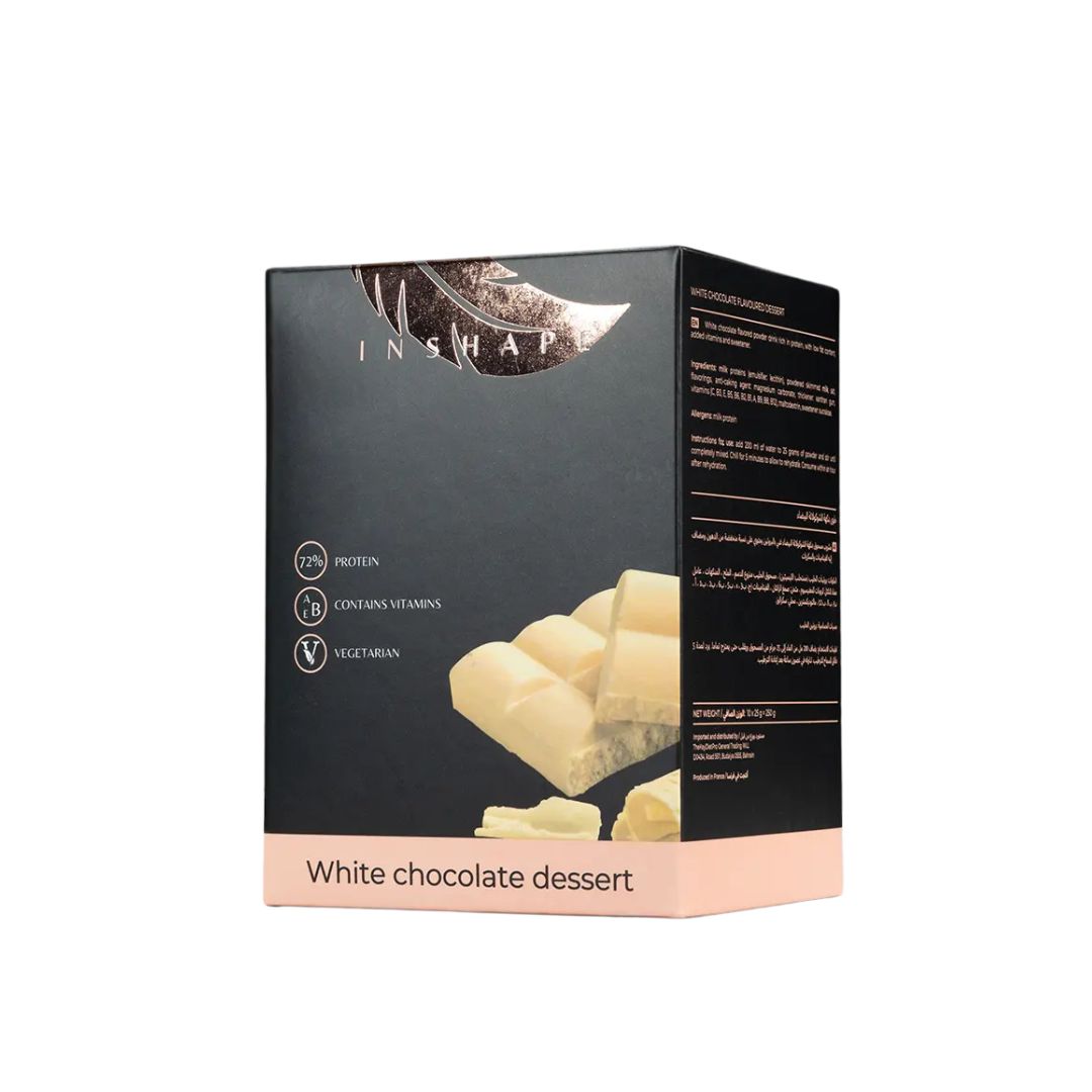 InShape White Chocolate Dessert, 10 Sachets | High-Protein Meal Replacement