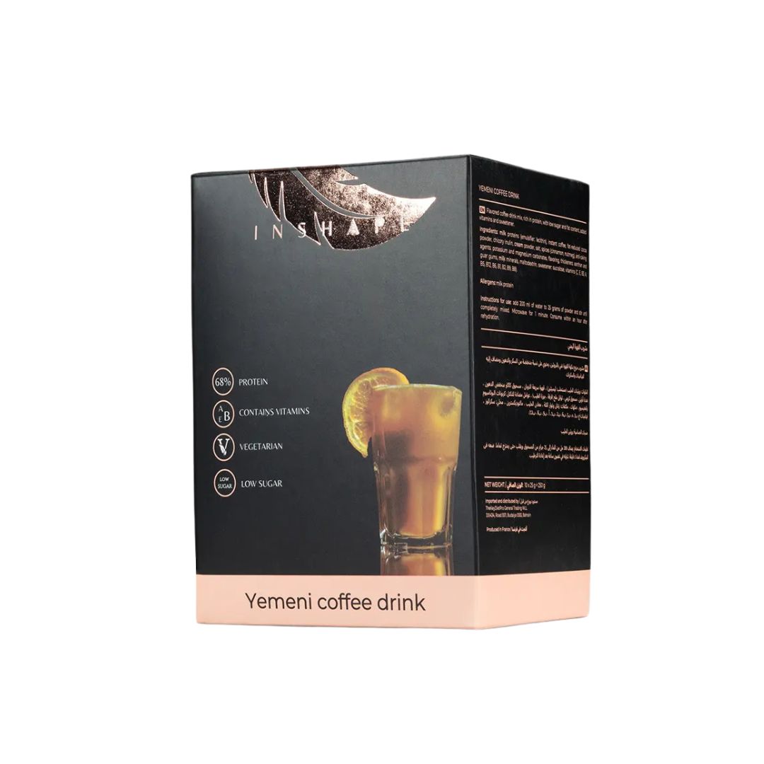 InShape Yemeni Cocoa, Nutmeg & Cinnamon Coffee Drink, 10 Sachets | High-Protein Meal Replacement