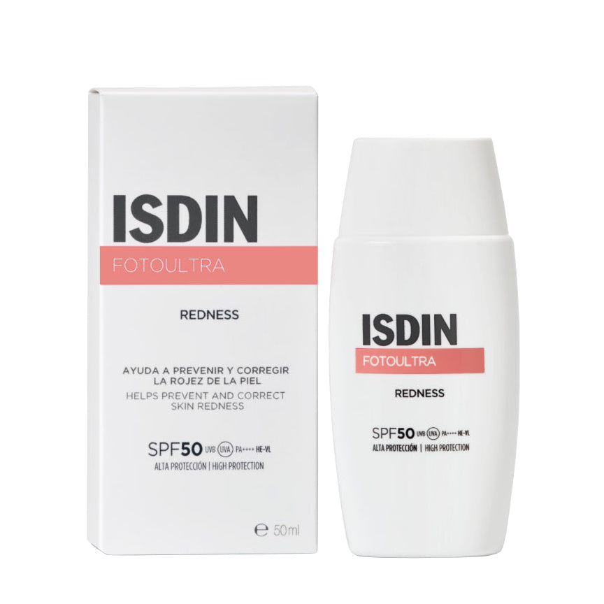ISDIN Foto Ultra 100 Redness Facial Sunscreen 50ml | Calms the Look of Redness, SPF 50