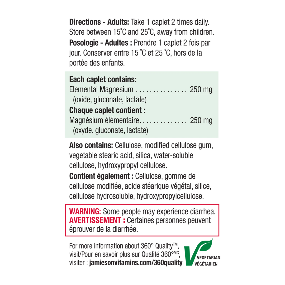Jamieson Magnesium Ultra Strength 250 mg, 90 Caplets | High-Absorption Magnesium 250 mg – product photo