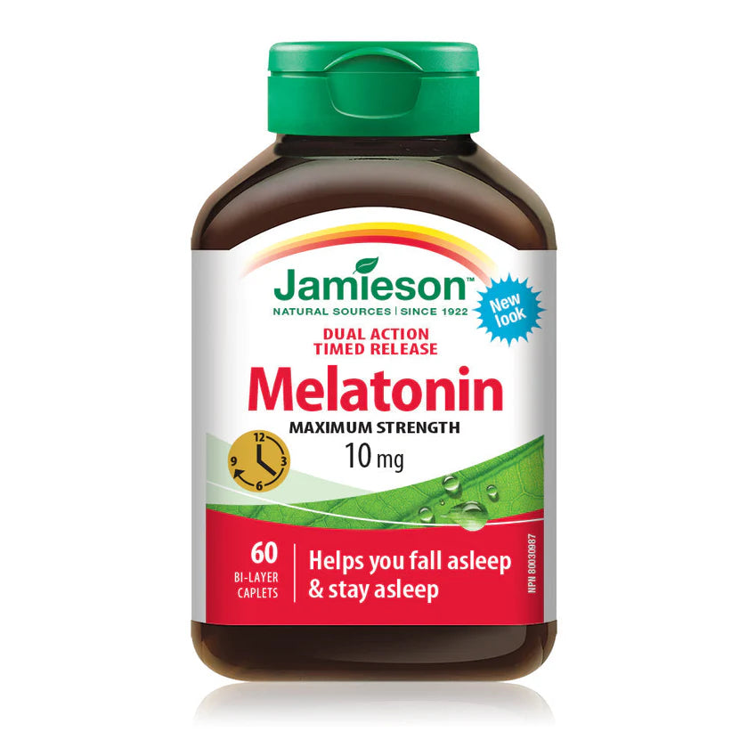 Jamieson Melatonin Timed Release Maximum Strength 10 mg, 60 Caplets | Dual-Action Timed-Release Melatonin