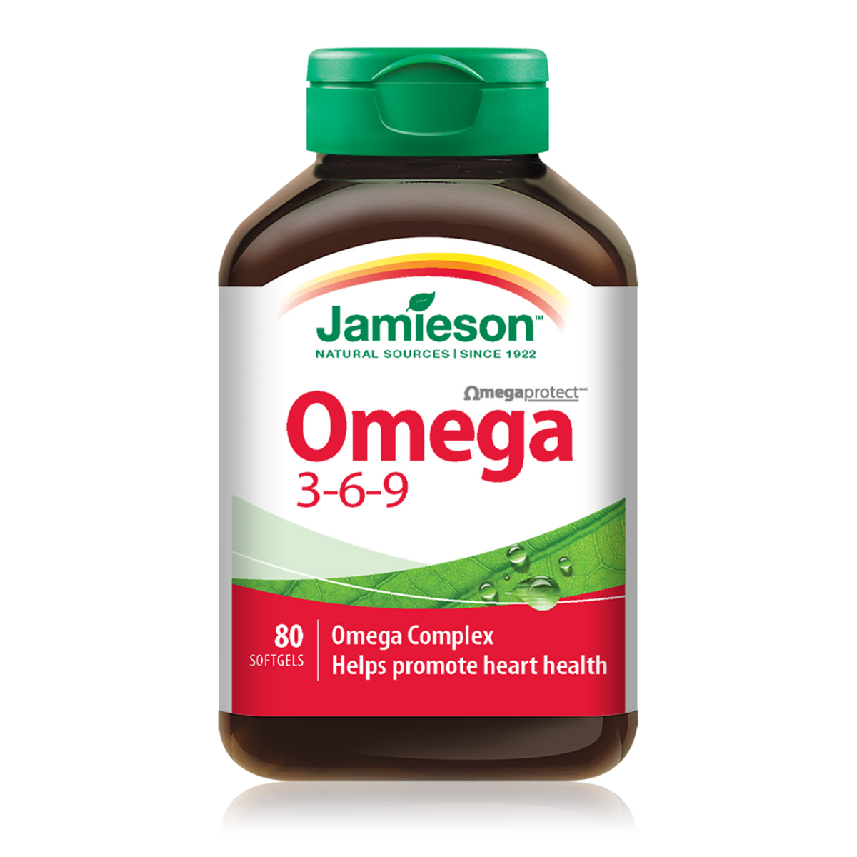 Jamieson OmegaProtect Omega 3-6-9, 80 Softgels | Omega 3-6-9 from Fish, Flax & Borage