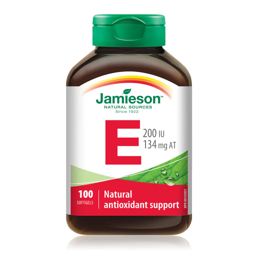 Jamieson Natural Vitamin E 200 IU, 100 Softgels | Natural Source Vitamin E 200 IU