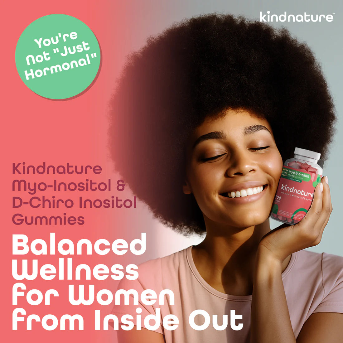 Kindnature Myo-Inositol & D-Chiro Inositol with Vitamin D & Folate, 120 Gummies | Inositol 40:1 with Vitamin D & Folate – product photo