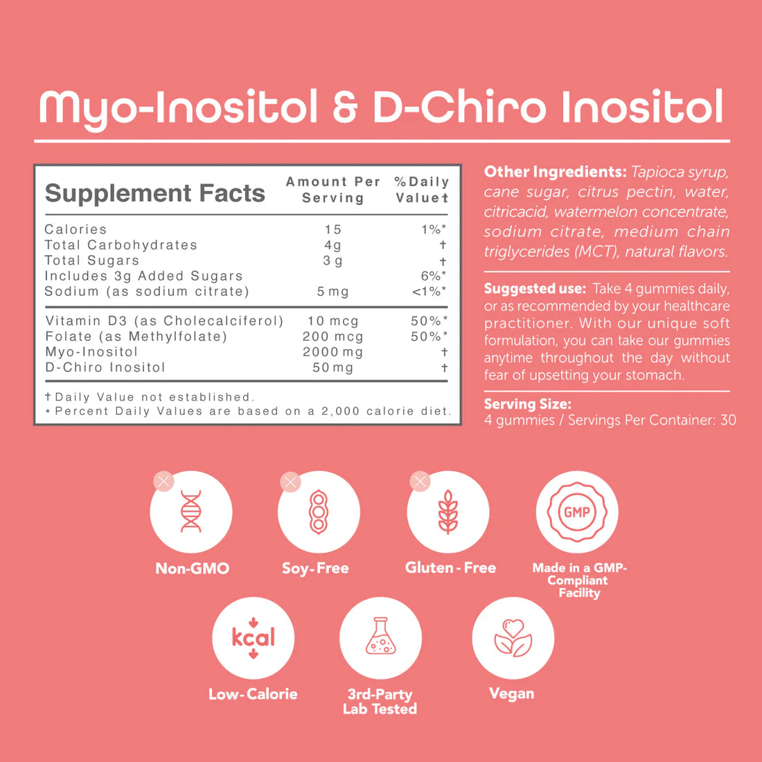 Kindnature Myo-Inositol & D-Chiro Inositol with Vitamin D & Folate, 120 Gummies | Inositol 40:1 with Vitamin D & Folate – product photo