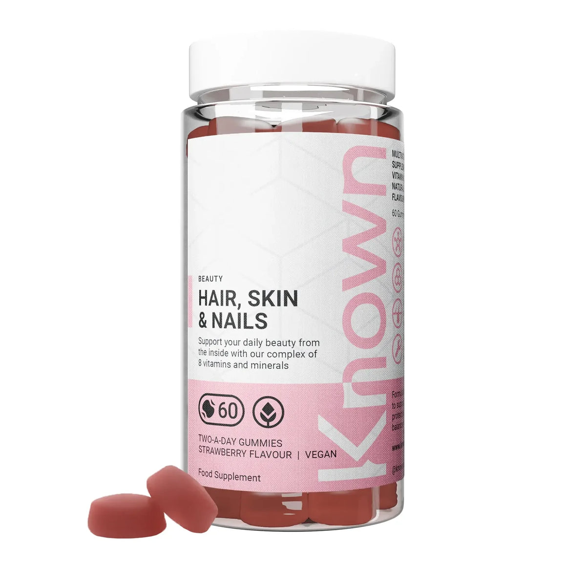 Known Nutrition Hair, Skin and Nails, 60 Gummies | Biotin, Zinc and Selenium Beauty Gummies