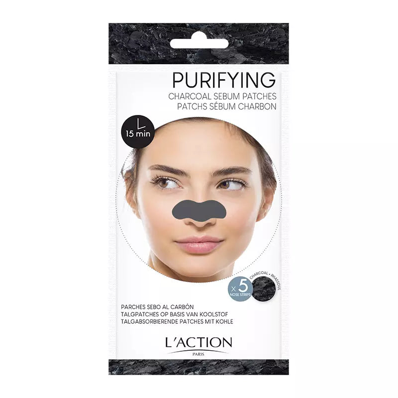 L'Action Charcoal Sebum Patches 5 patches | Shine-Free Charcoal Nose Patches