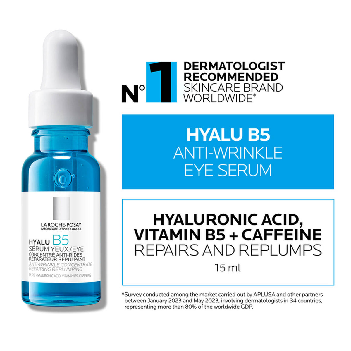 La Roche-Posay Hyalu B5 Eye Serum 15ml | Replumps and Brightens Eyes – product photo