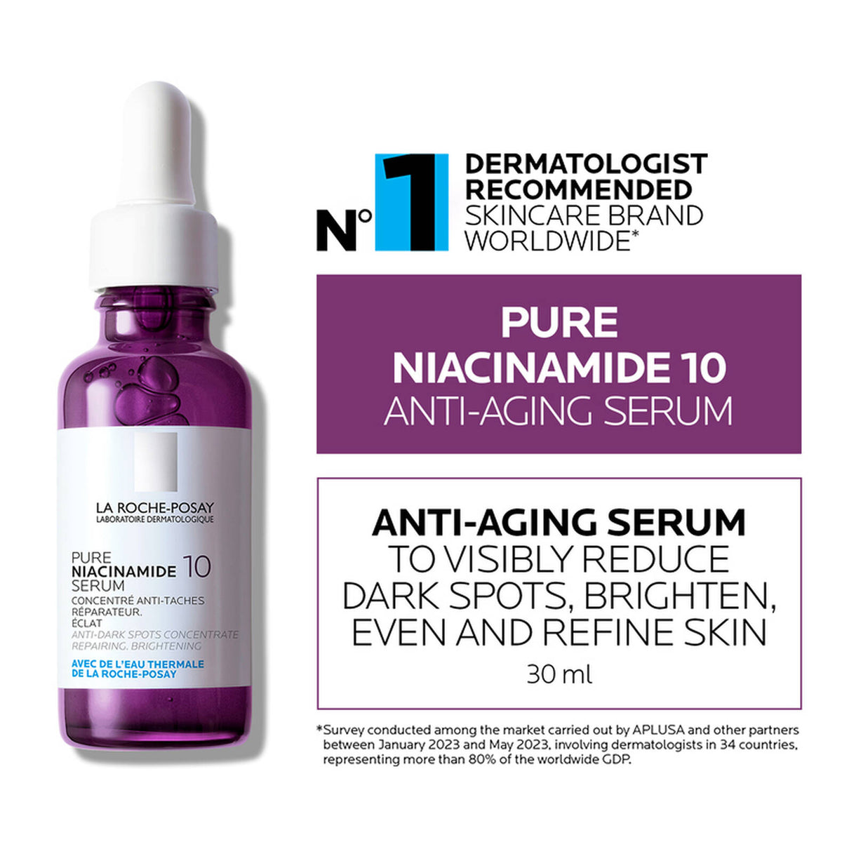 La Roche-Posay Pure Niacinamide 10 Serum 30ml | Brighter, Refined Skin – product photo