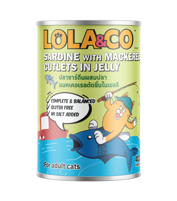 Lola & Co Sardine with Mackerel Cutlets in Jelly Wet Cat Food 400g 6-Pack | Sardine and Mackerel Cutlets