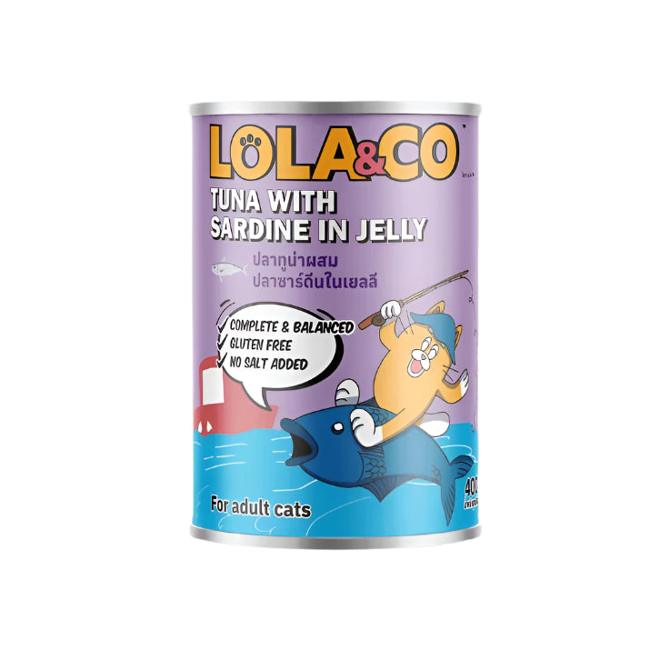 Lola & Co Tuna with Sardine in Jelly Wet Cat Food 400g 6-Pack | Tuna and Sardine in Jelly