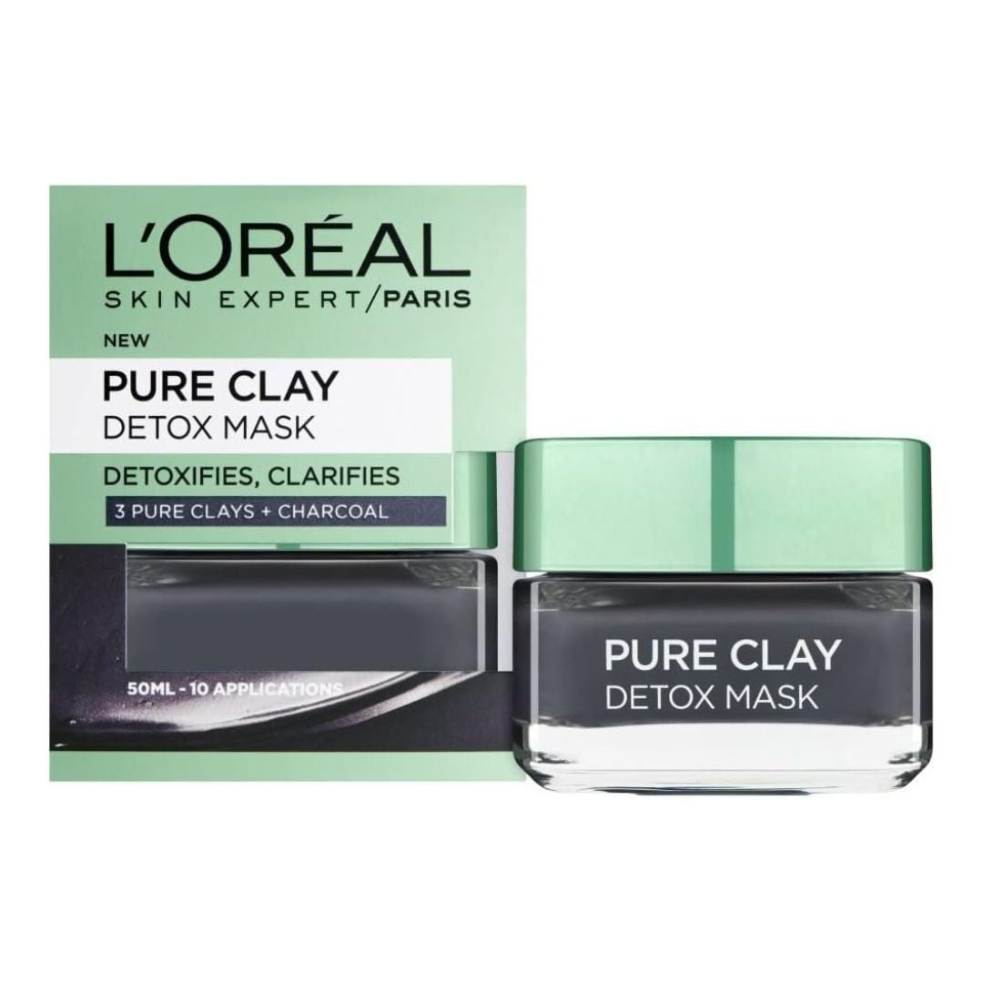 L'Oréal Paris Pure Clay Detox Mask Charcoal 50ml | Detox Clay Mask with Charcoal