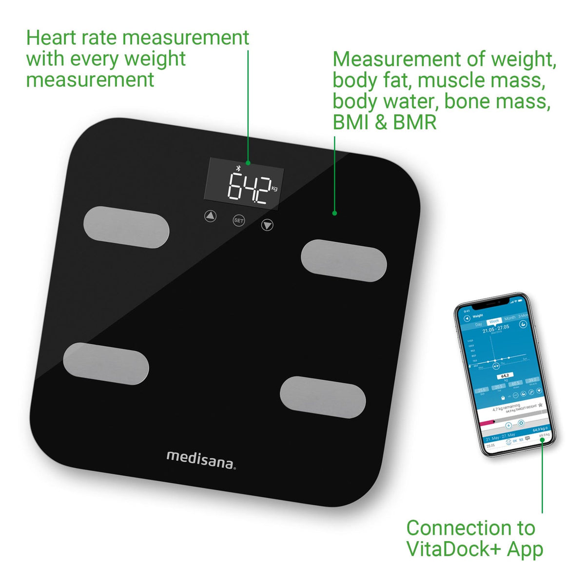 Medisana BS 602 Connect WiFi & Bluetooth Body Analysis Scale – product photo