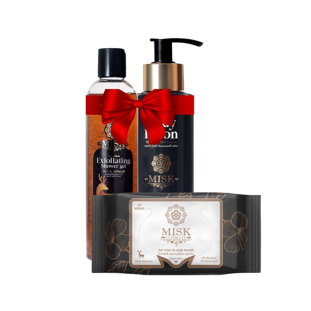 Misk Black Misk Body Extra Care Set 3-piece kit Kit | Scrub, Hydrate and Refresh