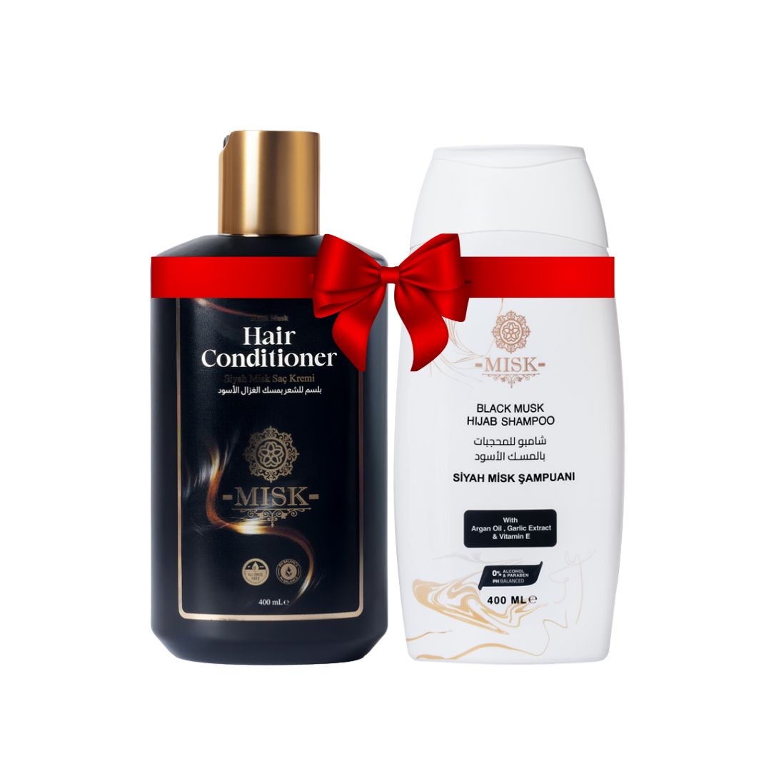 Misk Black Misk Shampoo and Conditioner Set 2 x 400ml Kit | Wash and Condition Duo