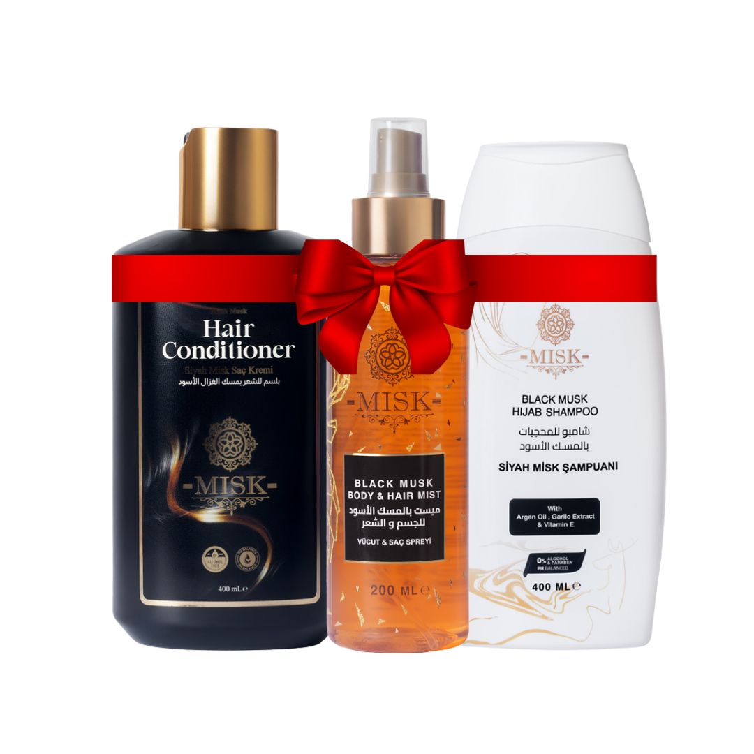 مجموعة مسك للشعر (شامبو 400 مل/بلسم 400 مل/رذاذ 200 مل)