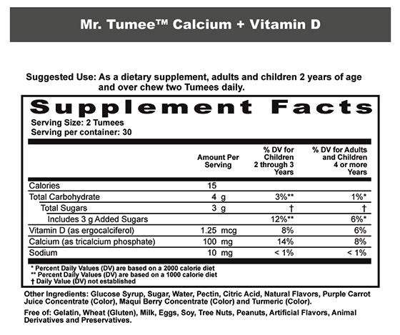 Mr.Tumee Calcium Plus Vitamin D, 60 Gummies – product photo