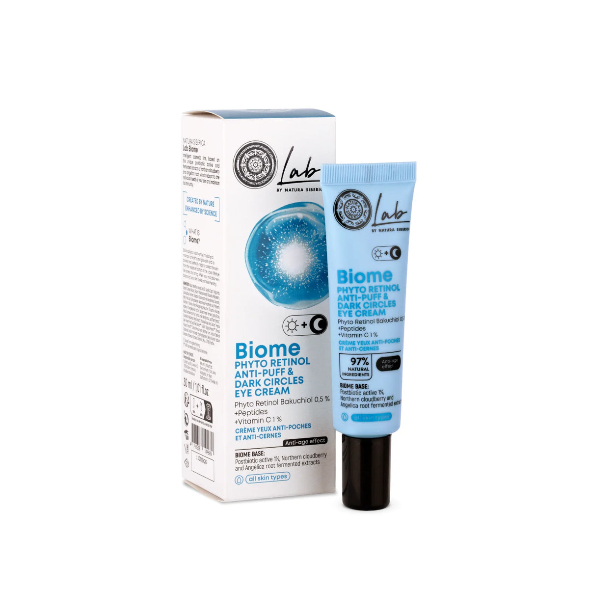 Natura Siberica Lab Biome Phyto Retinol Eye Cream 30ml | Less Puffy, Brighter-Looking Eyes