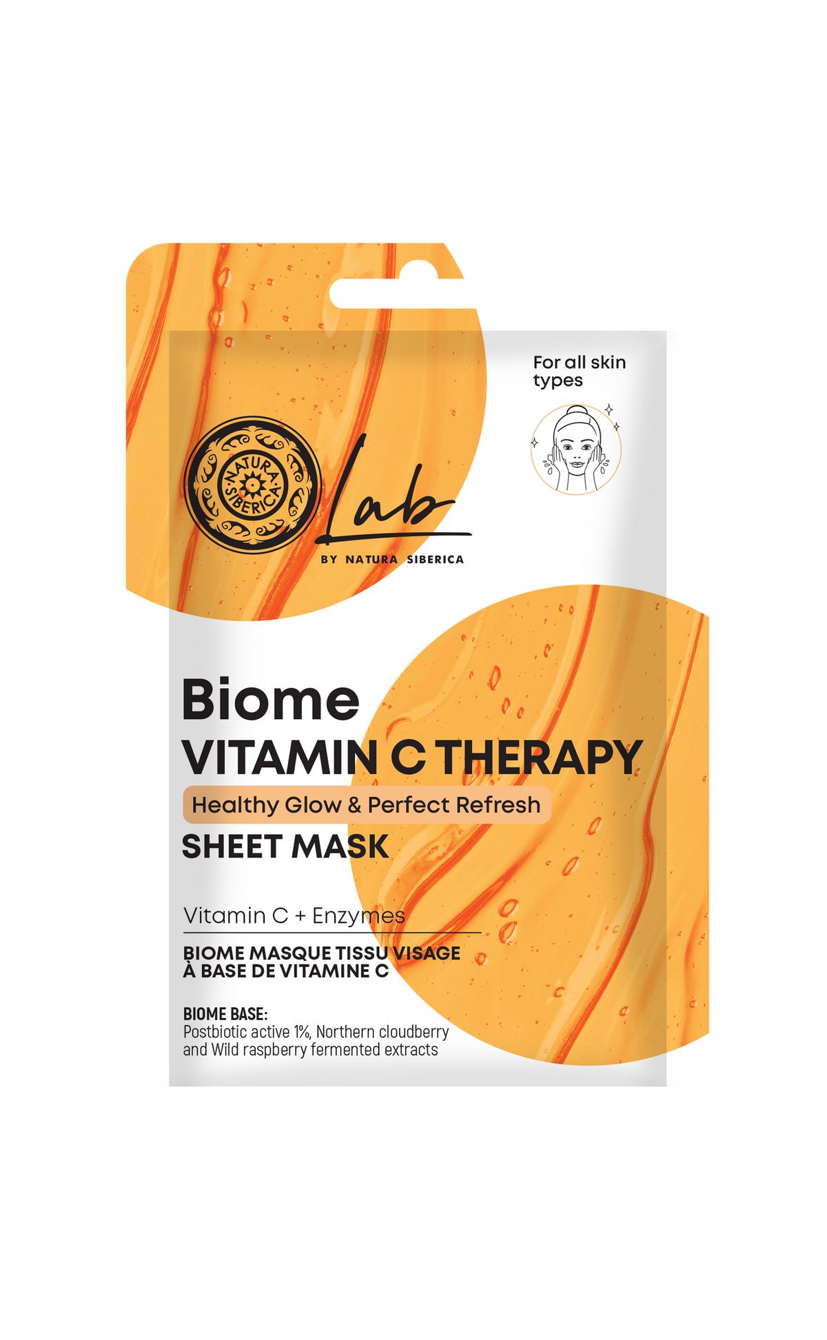 Natura Siberica Lab Biome Vitamin C Therapy Sheet Mask 1 sheet | Vitamin Charge for a Healthy Glow