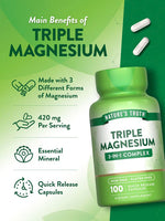 Nature's Truth Triple Magnesium Complex 420 mg, 100 Capsules – product photo