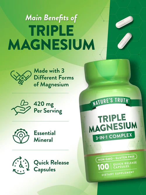 Nature's Truth Triple Magnesium Complex 420 mg, 100 Capsules – product photo