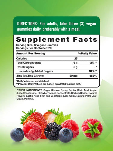 Nature's Truth Zinc 50 mg Gummies, 60 Gummies – product photo