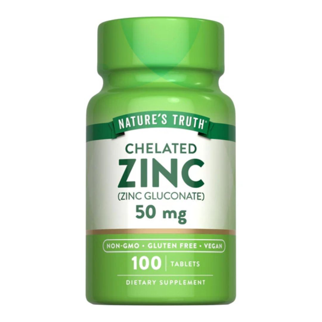 Nature's Truth Zinc Gluconate 50 mg Chelated, 100 Tablets