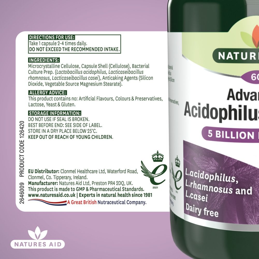 Natures Aid Acidophilus Complex, 60 Capsules – product photo