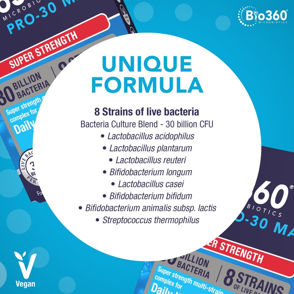 Natures Aid Bio 360 Pro-30 MAX 30 billion bacteria, 30 Vegetable Capsules | Multi-Strain Live Bacteria, 30 Billion – product photo