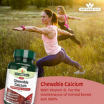 Natures Aid Chewable Calcium 400 mg, 60 Chewable Tablets | Lemon-Flavoured Calcium with Vitamin D3 – product photo
