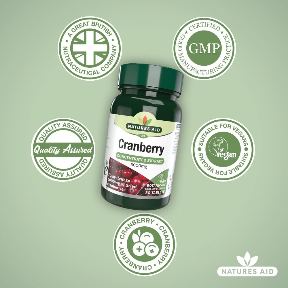 Natures Aid Cranberry 5000 mg, 30 Tablets | Concentrated Cranberry Extract – product photo