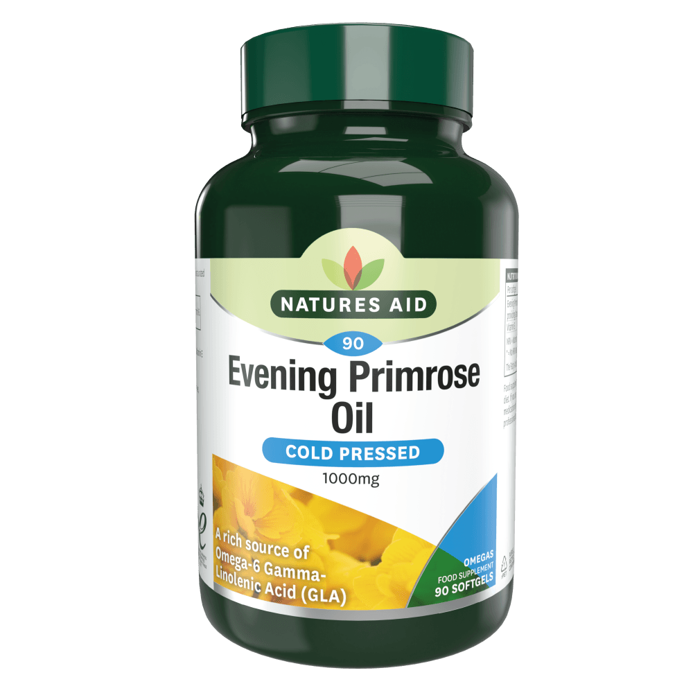 Natures Aid Evening Primrose Oil 1000 mg, 90 Softgels | Cold-Pressed Oil with GLA & Vitamin E
