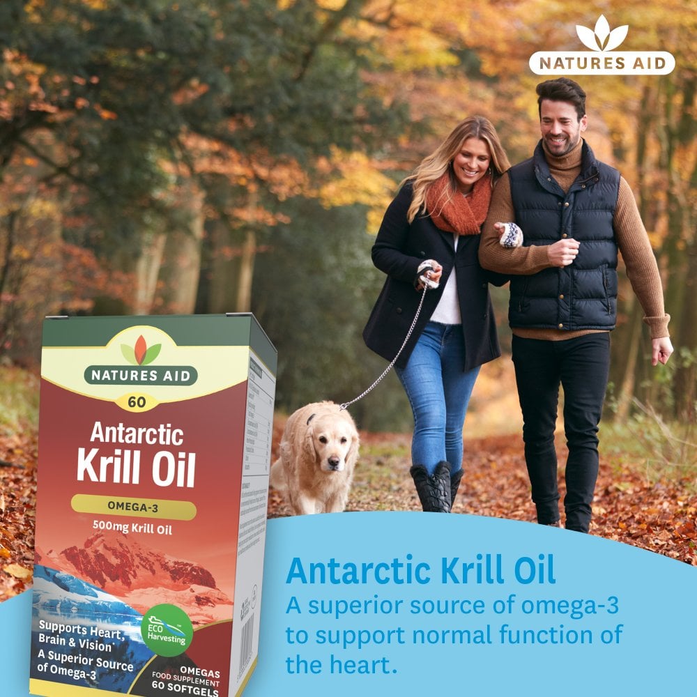 Natures Aid Krill Oil (Superba) 500 mg, 60 Softgels | Antarctic Krill Oil with Omega-3 & Astaxanthin – product photo