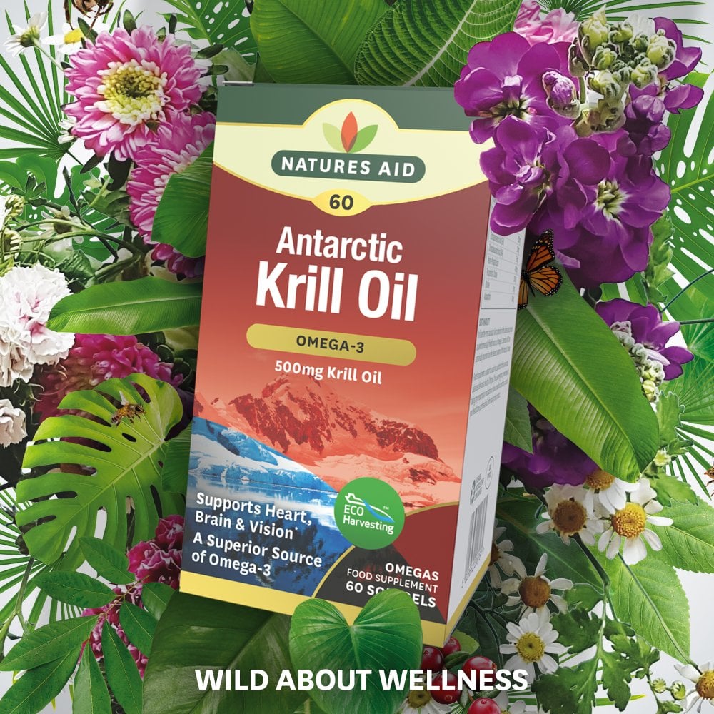 Natures Aid Krill Oil (Superba) 500 mg, 60 Softgels | Antarctic Krill Oil with Omega-3 & Astaxanthin – product photo