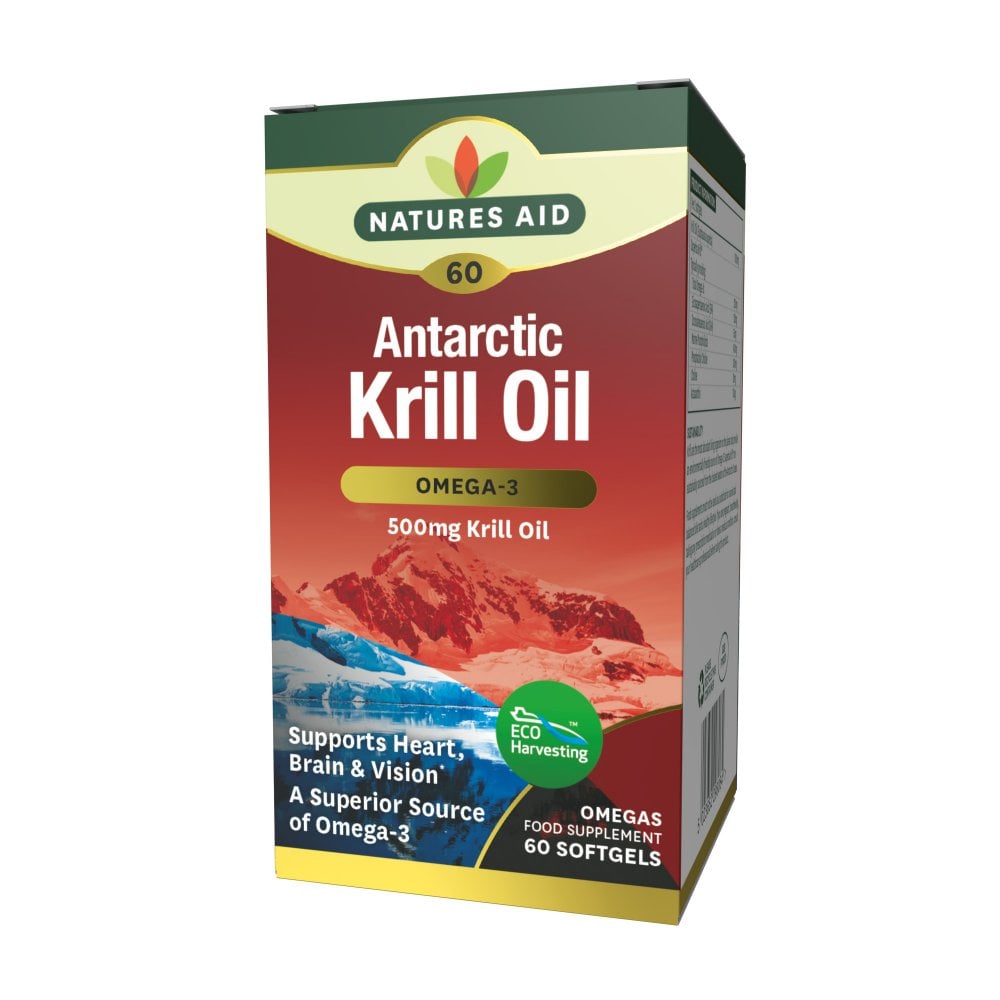 Natures Aid Krill Oil (Superba) 500 mg, 60 Softgels | Antarctic Krill Oil with Omega-3 & Astaxanthin