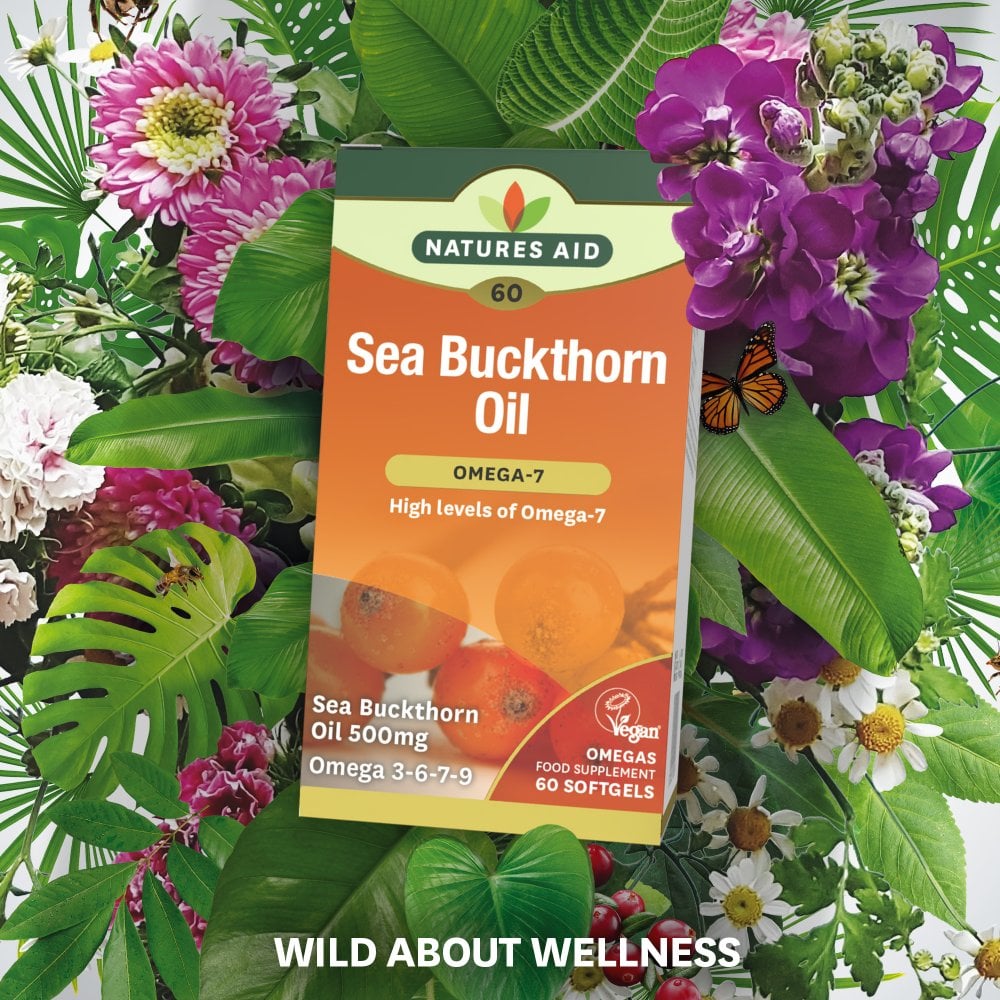 Natures Aid Sea Buckthorn Oil 500 mg, 60 Softgels | Plant Source of Omega-7 – product photo