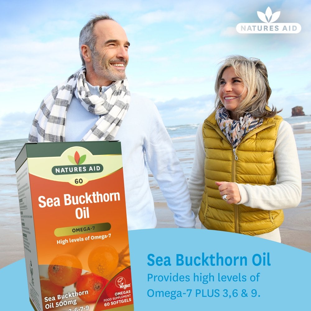 Natures Aid Sea Buckthorn Oil 500 mg, 60 Softgels | Plant Source of Omega-7 – product photo