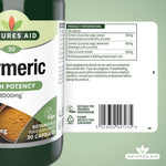 Natures Aid Turmeric High Potency 8200 mg, 60 Vegetable Capsules | 95% Curcumin Extract with Whole-Herb Turmeric – product photo