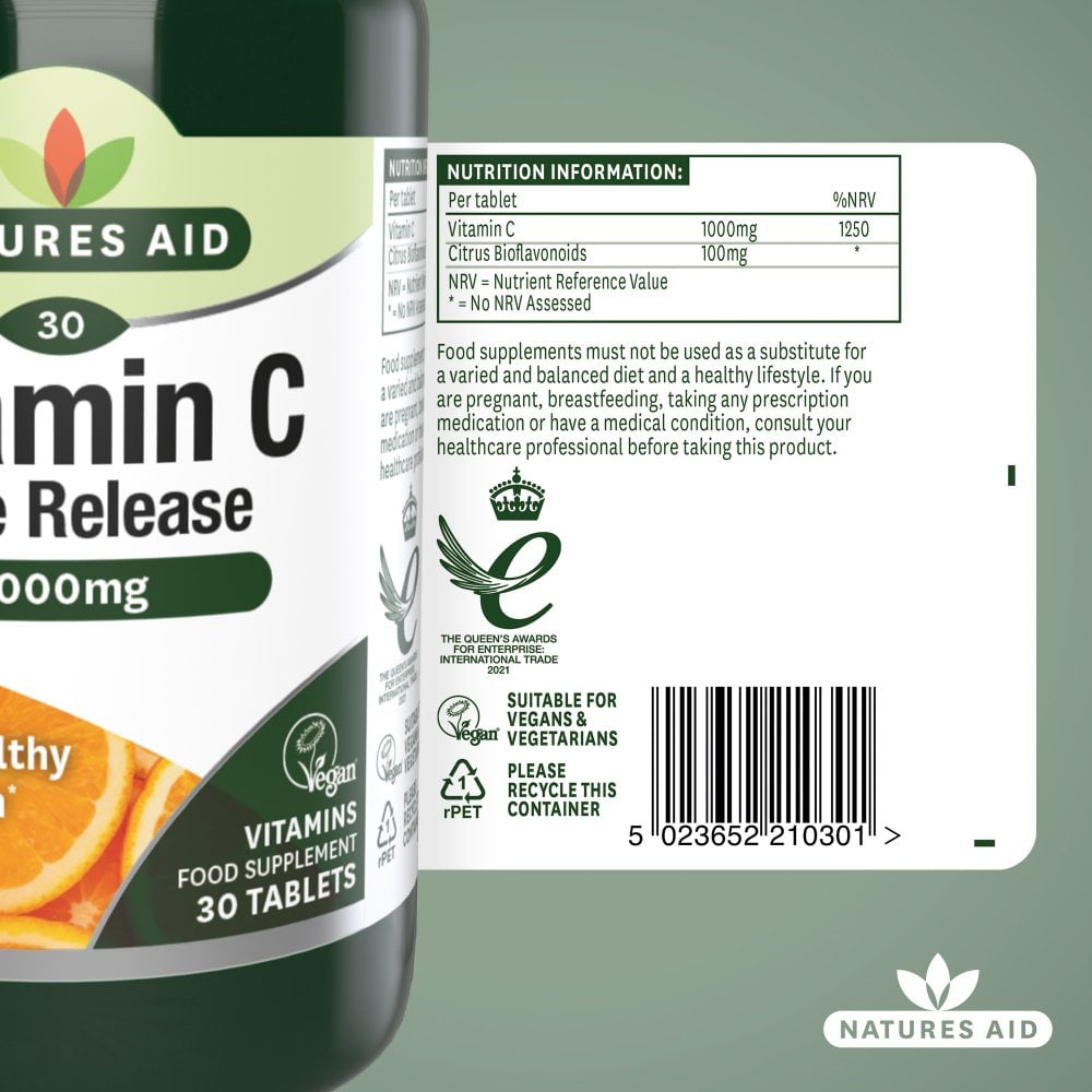 Natures Aid Vitamin C 1000mg Time Release, 30 Tablets – product photo