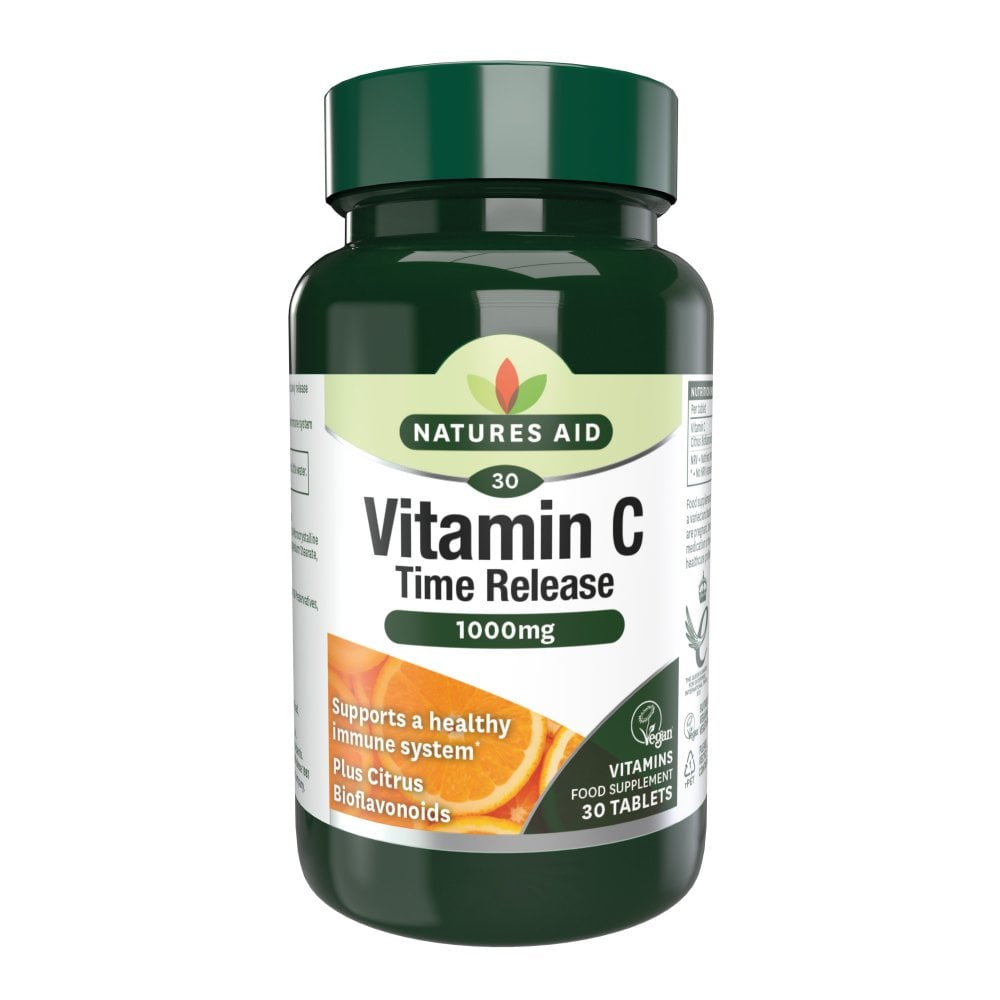 Natures Aid Vitamin C 1000mg Time Release 1000 mg, 30 Tablets | Time-Release Vitamin C with Citrus Bioflavonoids