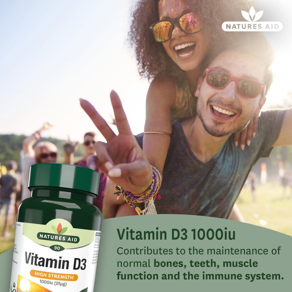Natures Aid Vitamin D3 1000IU 1000 IU, 90 Tablets | Higher-Strength Vitamin D3 Tablet – product photo