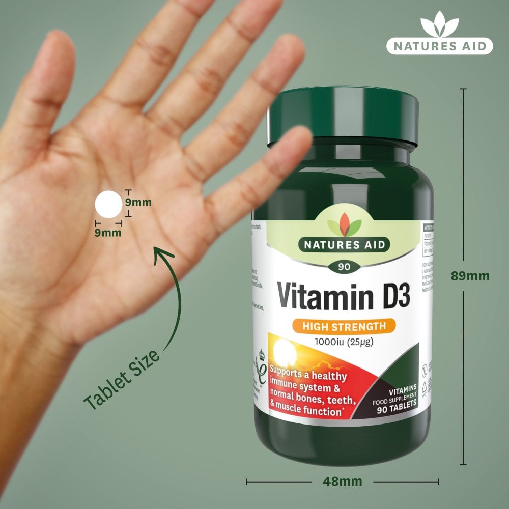 Natures Aid Vitamin D3 1000IU 1000 IU, 90 Tablets | Higher-Strength Vitamin D3 Tablet – product photo