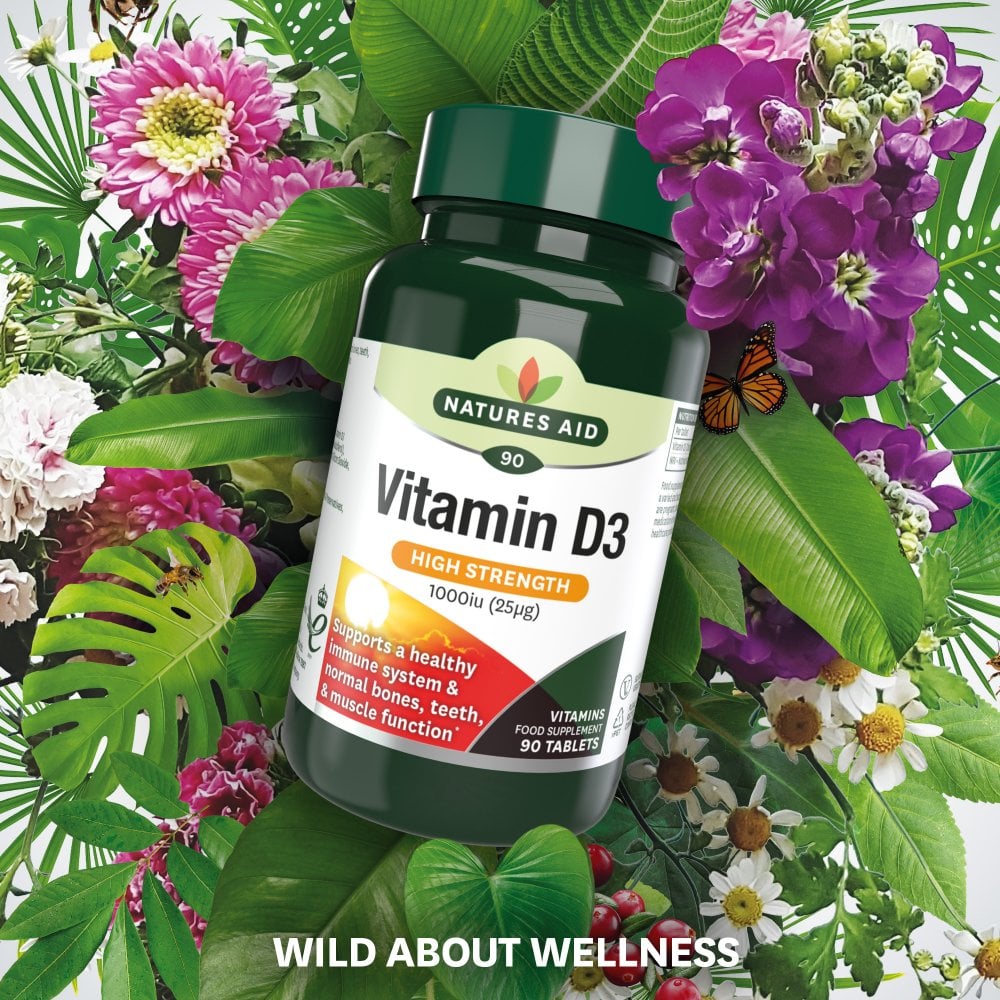Natures Aid Vitamin D3 1000IU 1000 IU, 90 Tablets | Higher-Strength Vitamin D3 Tablet – product photo