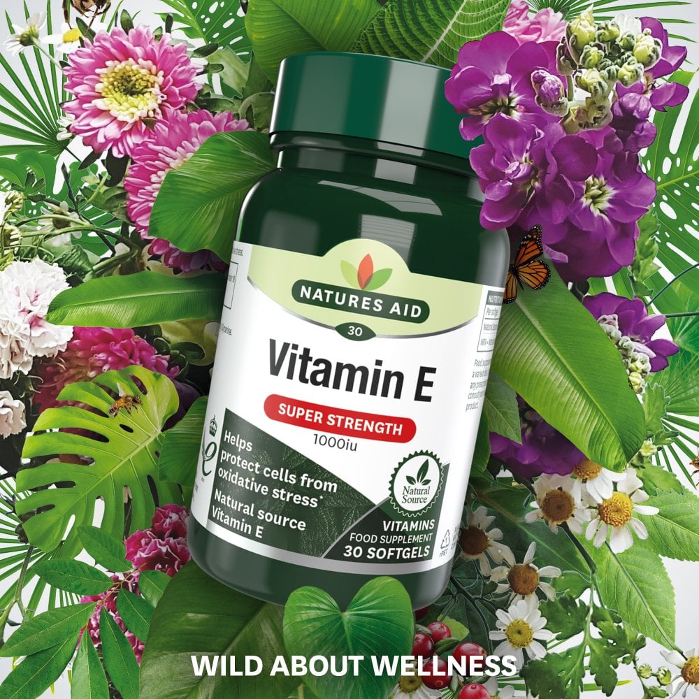 Natures Aid Vitamin E 1000IU 1000 IU, 30 Softgels | Natural-Source Vitamin E (d-alpha Tocopherol) – product photo